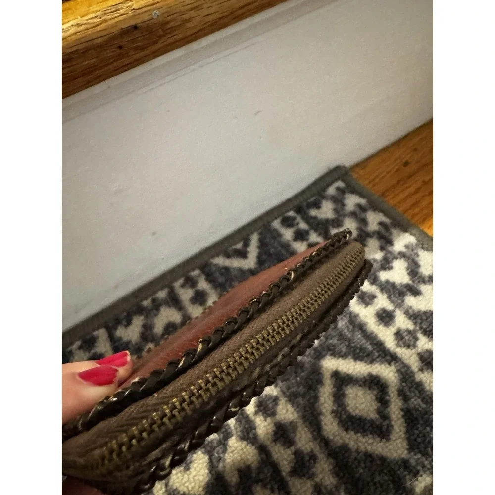 Vintage Brown Braided‎ Zip Wallet English Pigskin Unisex 50s/60s